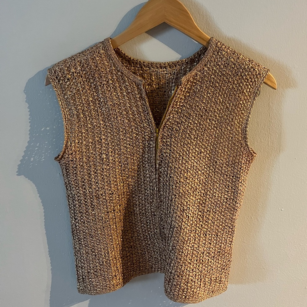 Vintage Gold Zip tank top/Vest